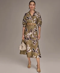 Donna Karan New York Women's Floral-Print A-Line Shirtdress