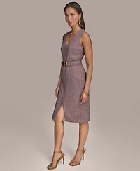 Donna Karan New York Women's Front-Zip Belted Sheath Dress