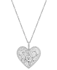 Effy Lab Grown Diamond Mixed-Cut Heart Cluster Pendant Necklace (2-5/8 ct. t.w.) in 14k White Gold, 18" + 1" extender