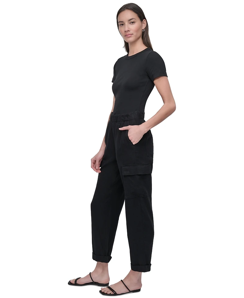 Dkny Jeans Women's Mid Rise Relaxed Pull-On Cargo Pants