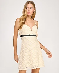 Seni & Cade Juniors' 3D Flower Lace A-Line Dress