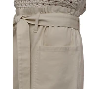 Dkny Jeans Women's Cotton Belted Paperbag-Waist Shorts