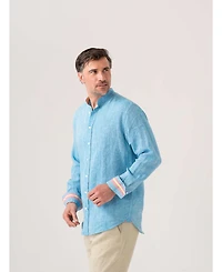 Koy Clothing Men's Linen Grandfather Collar Shirt
