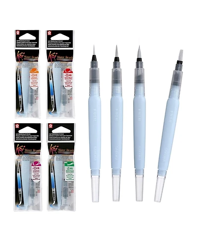 Sakura Koi Water Color Brushes, Set of 4 Assorted Brush Tips w/9 ml Tank
