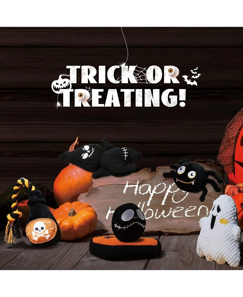 Nocciola 6 Pcs Halloween Dog Squeaky Toys for Aggressive chewers, Christmas gift,Stuffing Body Dog Toy Set for Small to Large Dogs