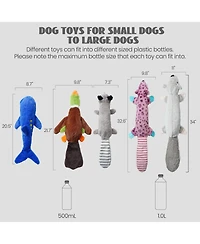 Nocciola 5 Pcs Jungle Series Plus Squeaky Stuffless Dog Toys, Belly Pouch to Hold Bottles for Bonus Crinkle, Durable Dog Toys for Aggressive Chewers