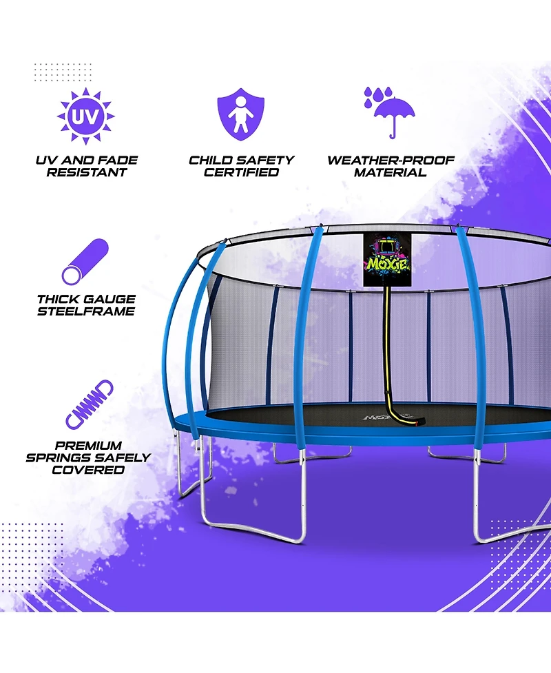 Plexalife Pumpkin-Shaped Outdoor Trampoline Set with Premium Top-Ring Frame Safety Enclosure, Ft
