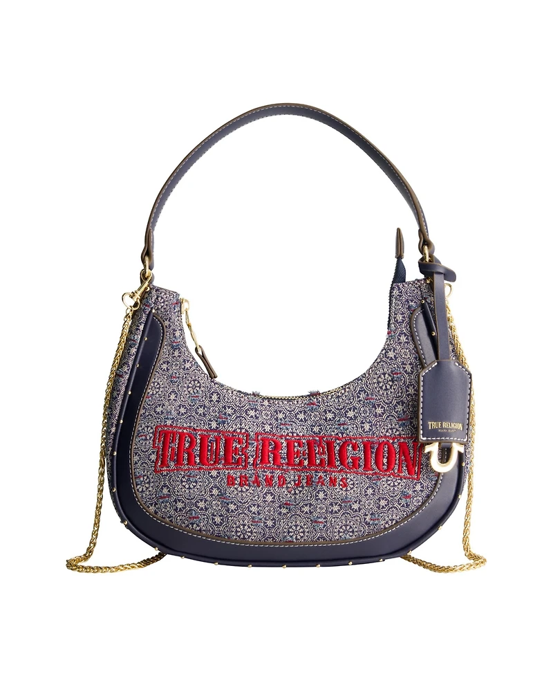 True Religion Striped Denim Small Hobo