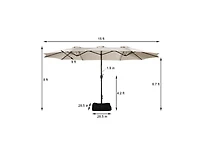 Casainc 181" x 106" Outdoor Double-Sided Market Umbrella With Base Patio