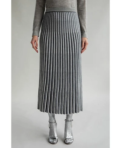 Sskein Women's Adeline Stripe Pleated Knit A Line Skirt