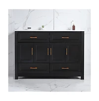 Casainc 48" Black Vanity Set with Ceramic Sink, 4 Soft-Close Doors & 4 Drawers, Stylish Bath Organizer