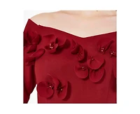 Amri Women's Off-The-Shoulder Floral Embellished Flary Gown