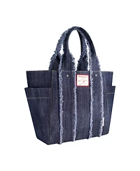 True Religion Frayed Handle Solid Denim Tote