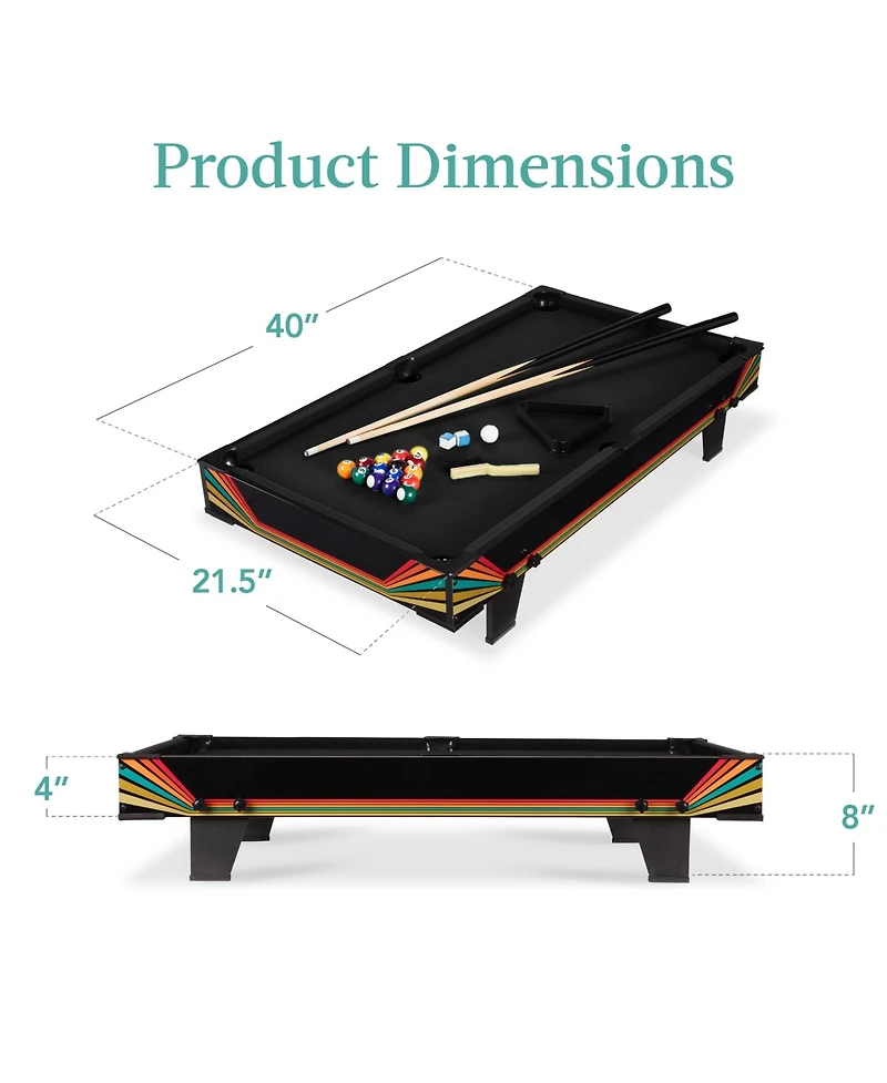 Best Choice Products 40in Tabletop Billiard Table, Pool Game Table w/ 2 Cue Sticks, Ball Set, Storage Bag
