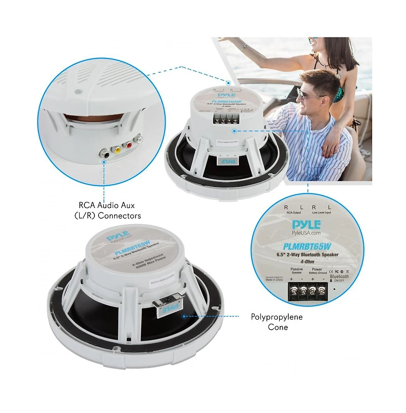 Pyle Ceiling Wall Mount Enclosed Speaker, 400W Stereo 6.5" Full Range, Deep Bass, Flush Mount, 50Hz-20kHz, White