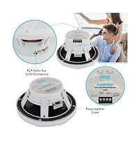 Pyle Ceiling Wall Mount Enclosed Speaker, 400W Stereo 6.5" Full Range, Deep Bass, Flush Mount, 50Hz-20kHz, White