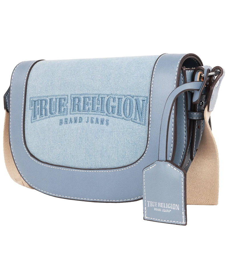 True Religion Dark Denim Logo Saddle Bag