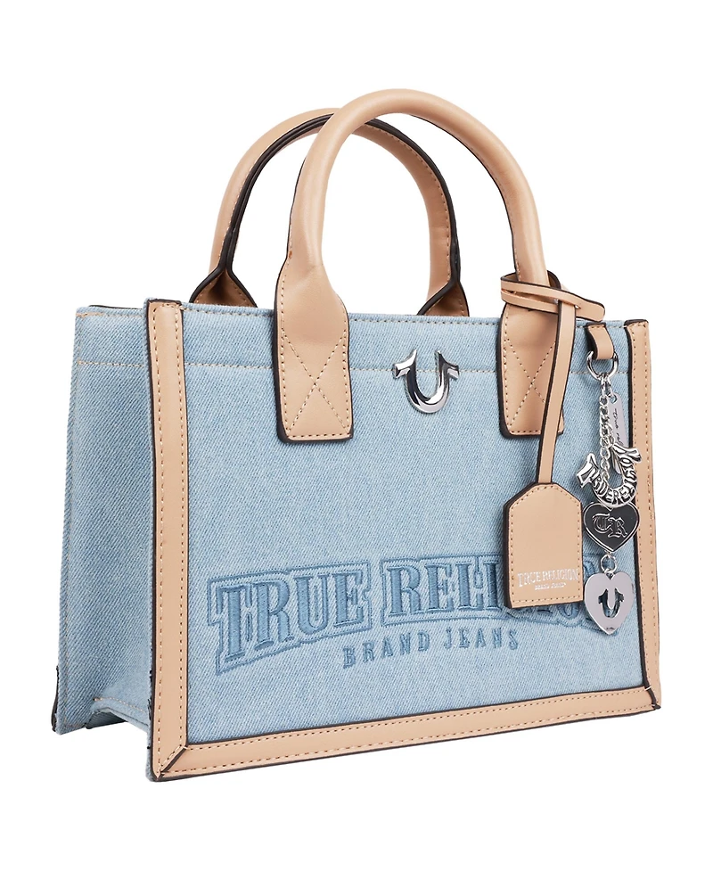 True Religion Bombe Logo Denim Tote