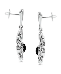 American West Jewelry Sterling Silver Black Agate Fritz Casuse Oval Gemstone Naja Earrings