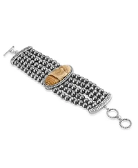 American West Jewelry Sterling Silver Oval Picture Jasper Oval Cut Beaded Toggle Bracelet, Size, Size Medium