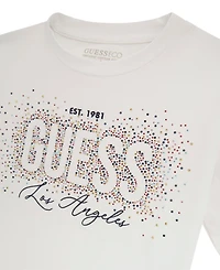 Guess Big Girls Short Sleeve with Rhinestone Logo T-Shirt