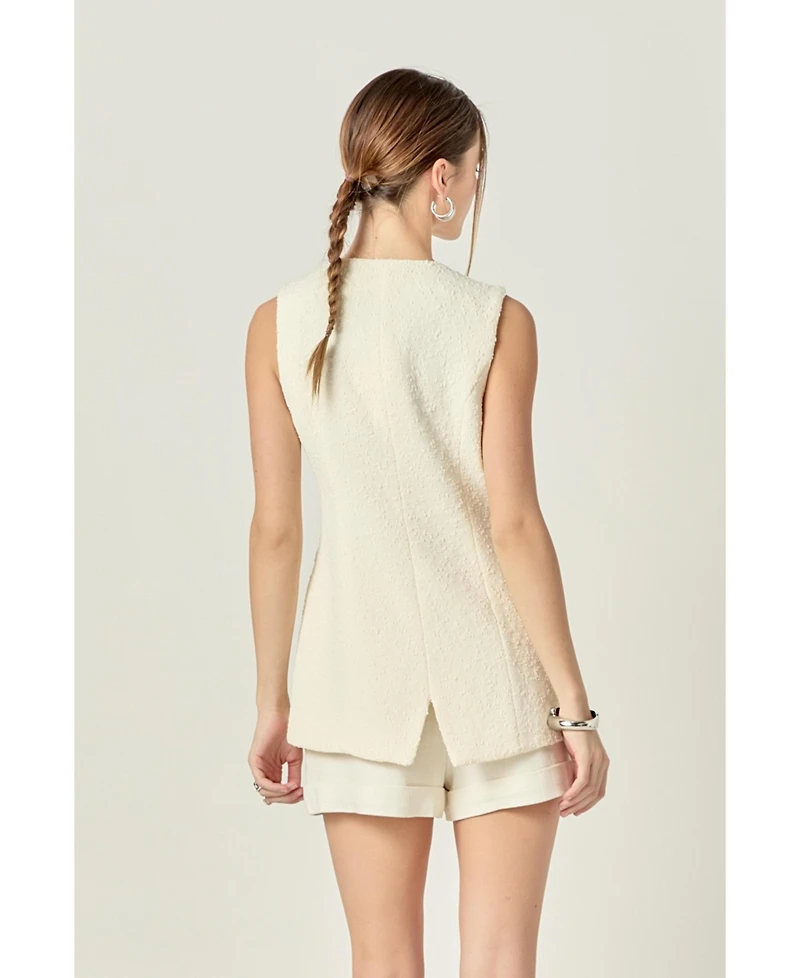 English Factory Women's Textured fabric round-hem vest