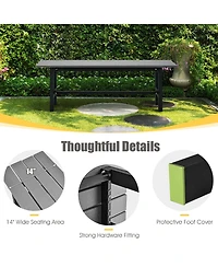 Gymax Outdoor Hdpe Bench w/ Metal Frame 47'' x 14'' x 16'' for Yard Garden