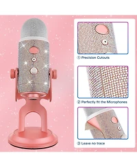 ZealSound Blue Yeti Bling Sticker, Rhinestone Crystal Diamond Diy Decoration Shiny Skin Cover for Yeti & Yeti Pro Microphones (Silver)