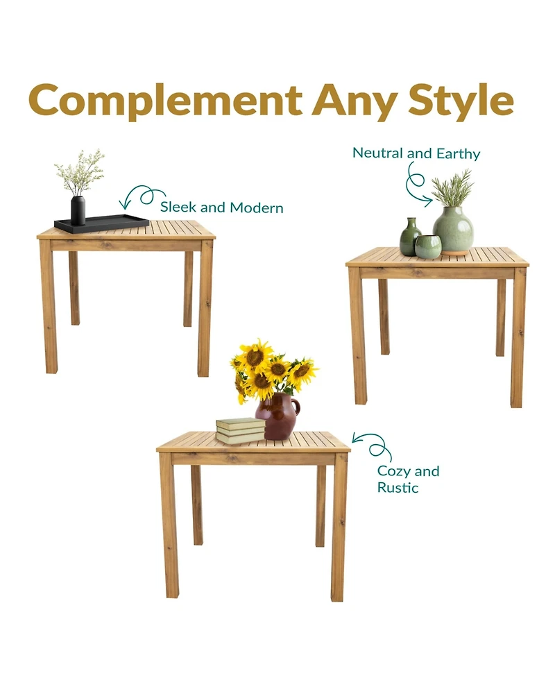 Sunnydaze Decor Rodanthe Acacia Wood Outdoor Dining Table with Natural Oil Finish - 33.75" W
