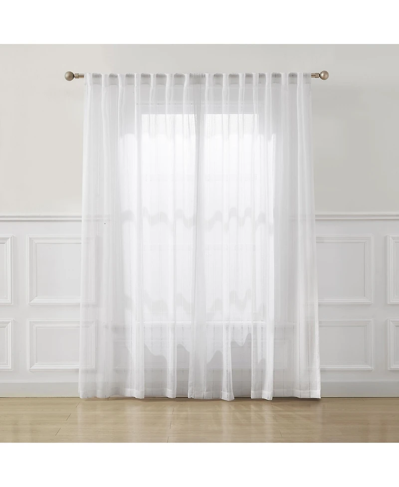 Lush Decor Calia Textured Stripe Sheer Window Curtain Panels Neutral Pair 52x84