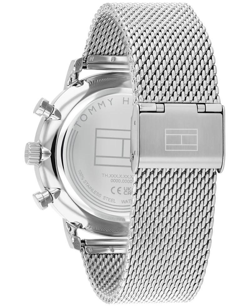 Tommy Hilfiger Men's Multifunction Silver Tone Stainless Steel Mesh Bracelet Watch, 44mm