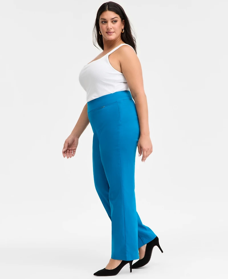 I.n.c. International Concepts Plus Mid-Rise Pull-On Straight-Leg Pants