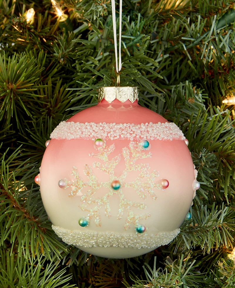 Holiday Lane Sugar Plum Glass Snowflake Ball Ornament, Macy's Exclusive