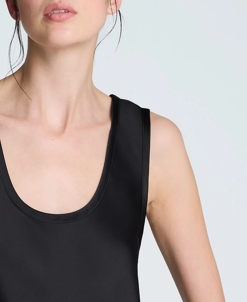 Kenneth Cole Women's Satin Scoop Neck Sleeveless Top