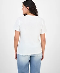 Lucky Brand Women's Destination Stamps Graphic Boyfriend T-Shirt