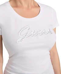 Guess Women's Embroidered Rhinestone Logo T-Shirt