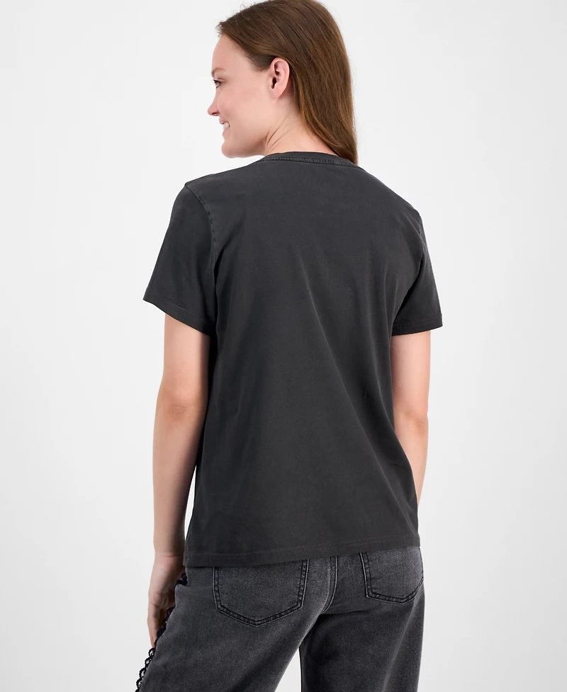 Lucky Brand Women's Rolling Stones Circle Lips Classic T-Shirt