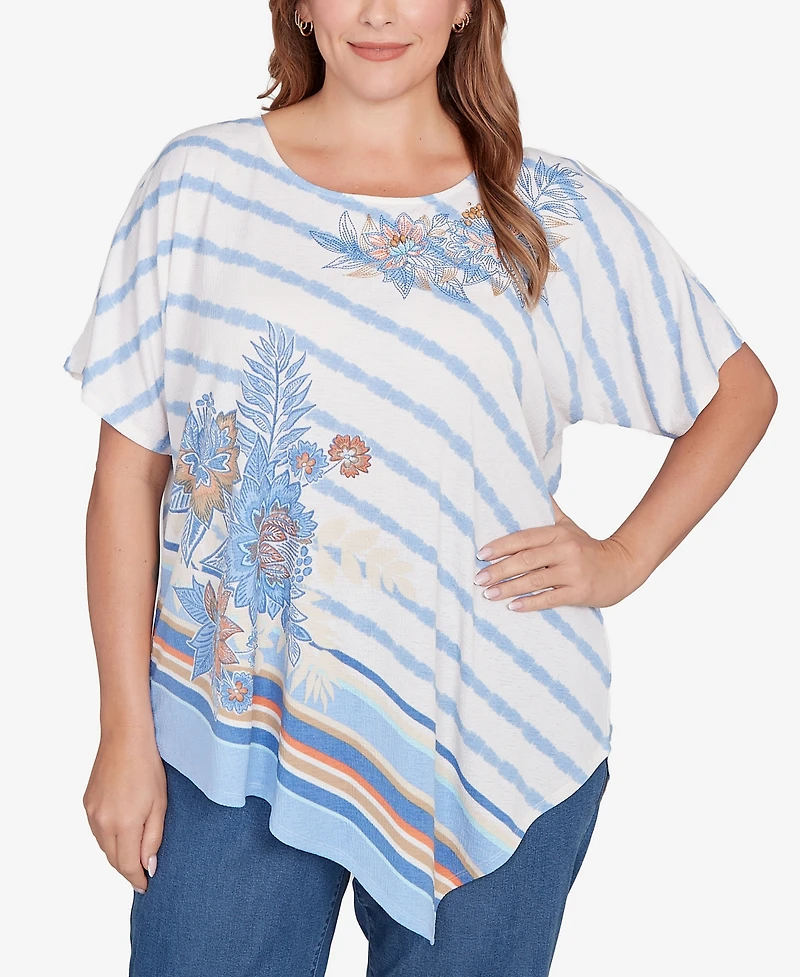 Ruby Rd. Plus Embellished Boho Stripe Top