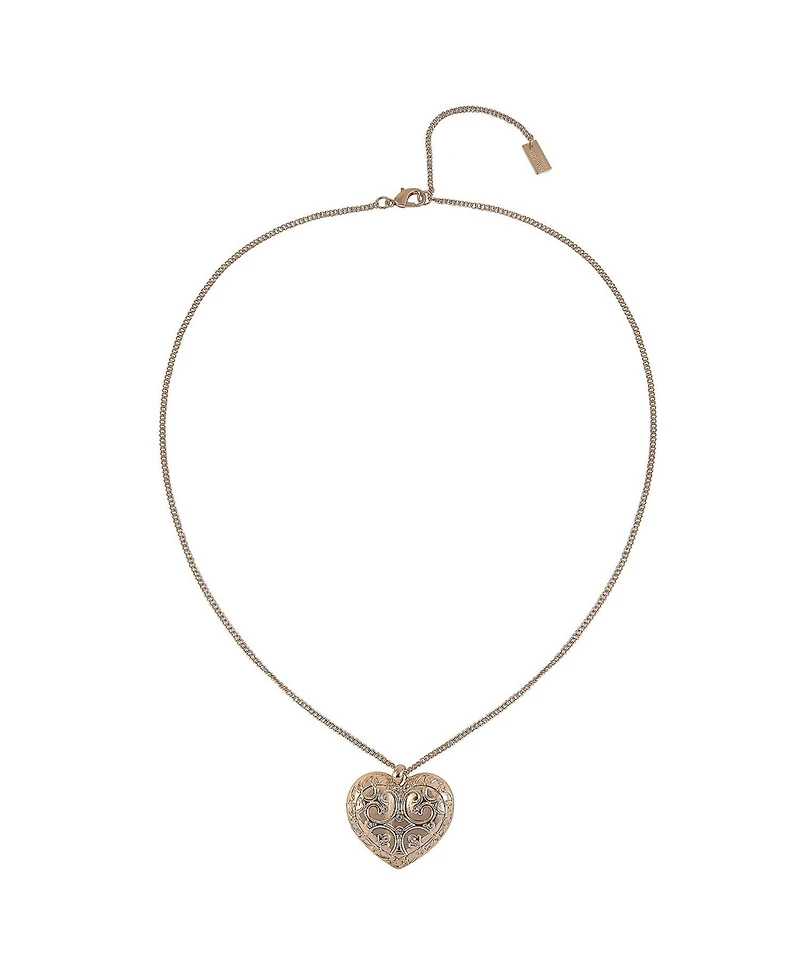 Rachel Rachel Roy Gold Tone Textured Heart Pendant Necklace