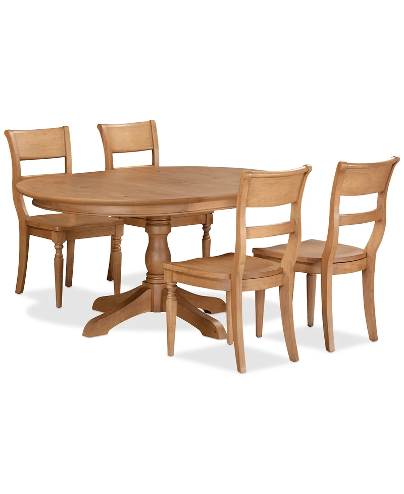 Willowmere 5-Pc. Dining Set (Round Table & 4 Wood Chairs) Created for Macy's.
