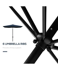 Outsunny 6.5' x 10' Rectangular Market Umbrella, Patio Outdoor Table Umbrella with Crank and Push Button Tilt