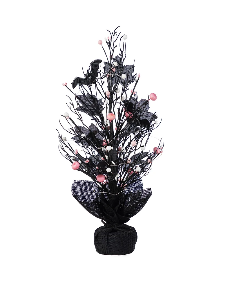 Glitzhome 20" Lighted Pink Halloween Berries Table Tree