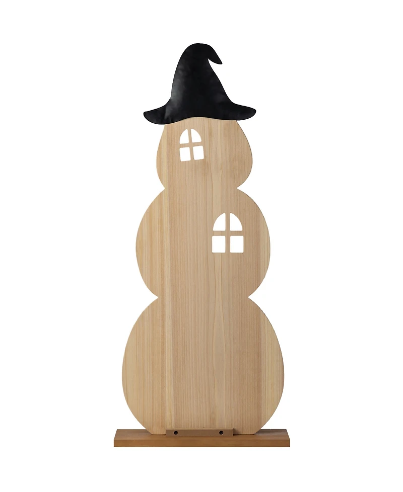 Glitzhome 35" Halloween Wooden Pumpkin Haunted House Porch Decor