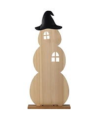 Glitzhome 35" Halloween Wooden Pumpkin Haunted House Porch Decor