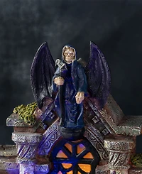 Glitzhome 9.75" Lighted Resin Halloween Haunted House Village