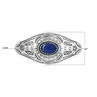 American West Jewelry Sterling Silver Lapis Oval Cut Bear Cuff Bracelet