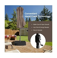 15 Feet Double-Sided Patio Umbrella with 48 Led Lights