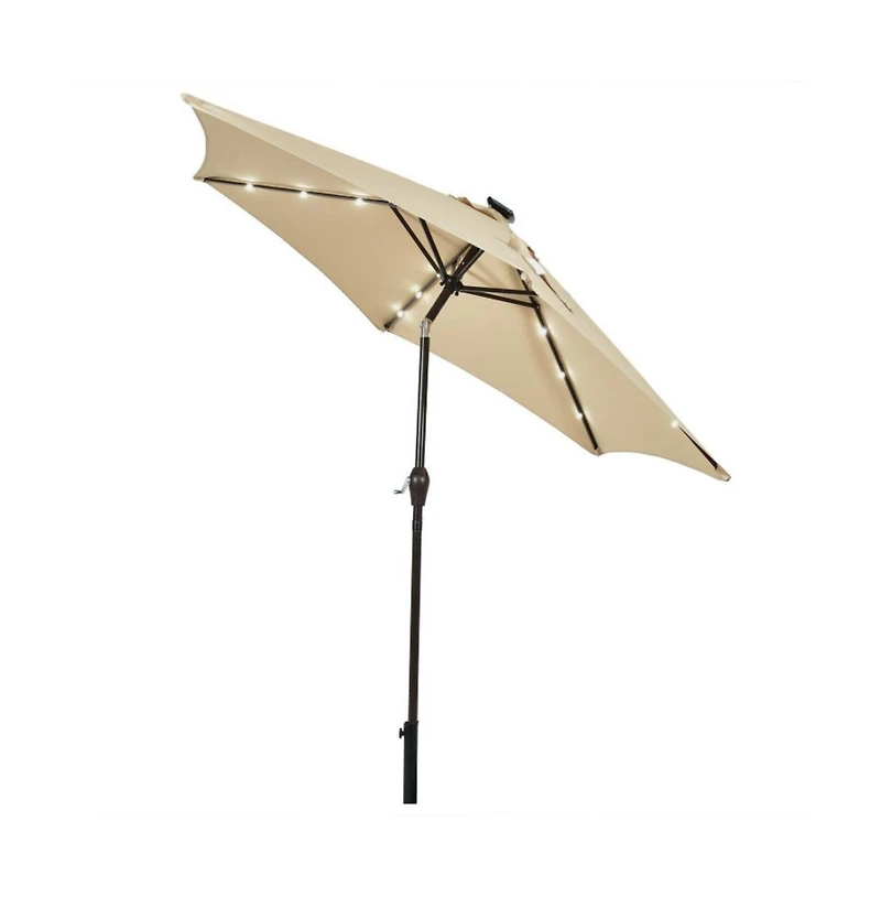 9 Feet Solar Led Lighted Patio Market Umbrella with Tilt Adjustment without Base