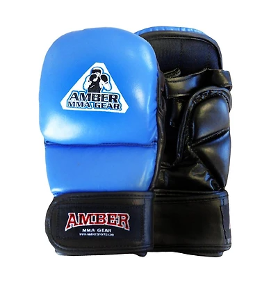 Amber Sports Mma Safety Training Gloves,Premium Leather,Adjustable Velcro Closure,Durable &Comfortable for Sparring,Bag Work & Workouts,Blue,Small