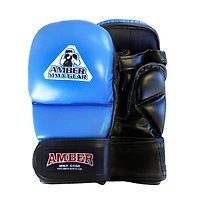 Amber Sports Mma Safety Training Gloves,Premium Leather,Adjustable Velcro Closure,Durable &Comfortable for Sparring,Bag Work & Workouts,Blue,Small
